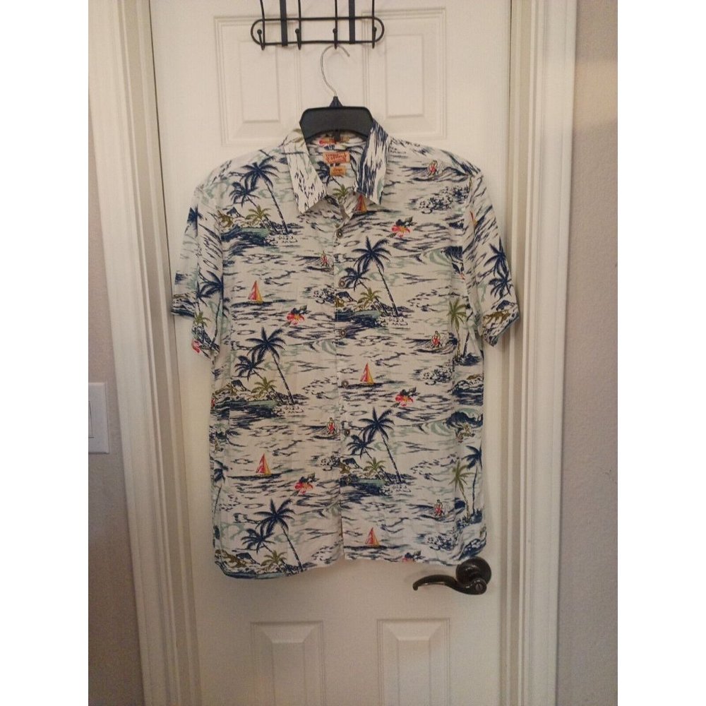 Mens Lucky Brand California Beach Vacation Lightweight Button Up Shirt Large